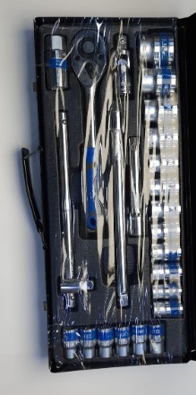 24pc 1/2" Socket Set 6pt Gs King Tools CHROME