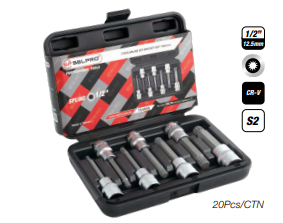 754806 Selpro 7 Pcs 1/2" Dr. Spline Skt Bit Set