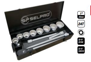 8914 Selta 14 Pcs 1" Dr. Skt Set 12PT